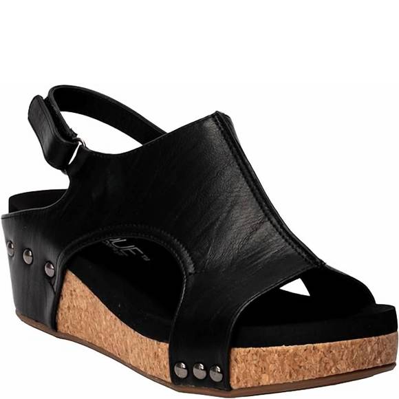Corkys Volta II Wedge Sandals in Black Texture